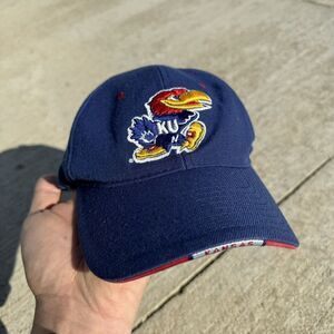 Vintage KU Jayhawks Cap Hat Adjustable One Size Fits All Kansas University 90s?